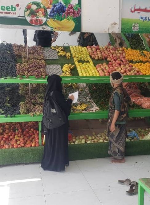 Data collector recording produce prices at a market