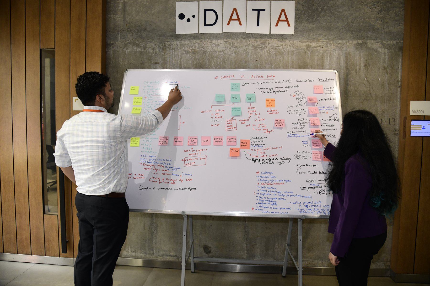 Participants building a data wall during the Workforce Index workshop