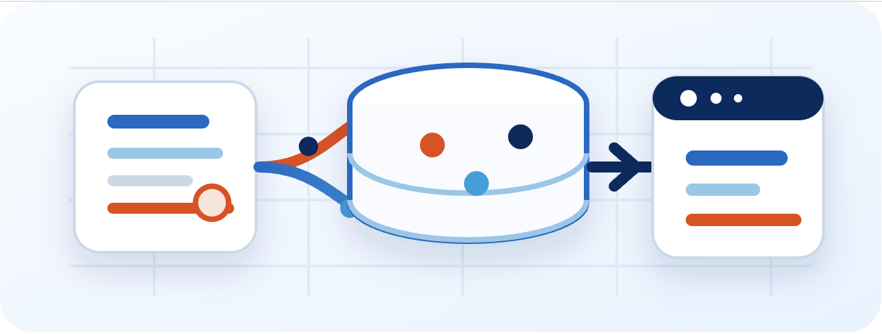 Illustration of content and data infrastructure feeding a public website